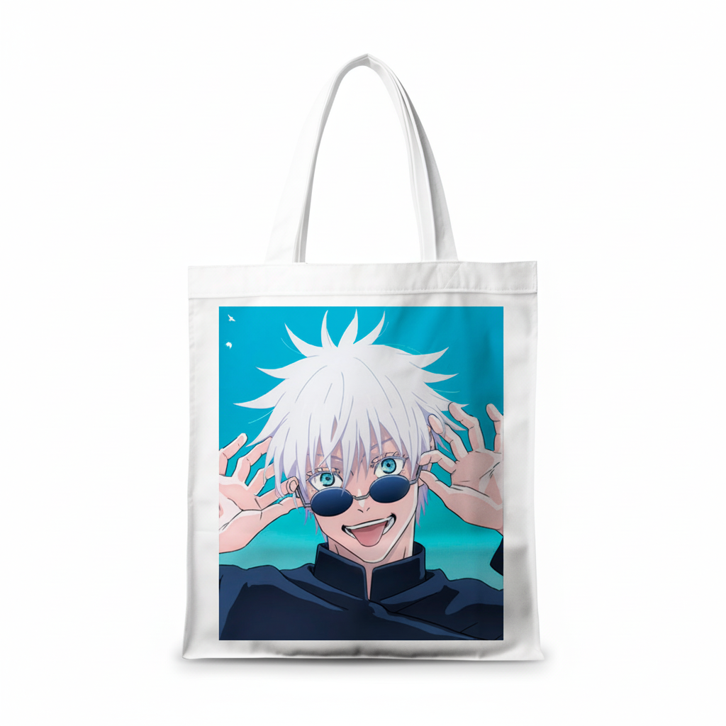 Сумка-шопер Магічна битва Jujutsu Kaisen Сатору Годжо 39x35 см біла з льону 17314