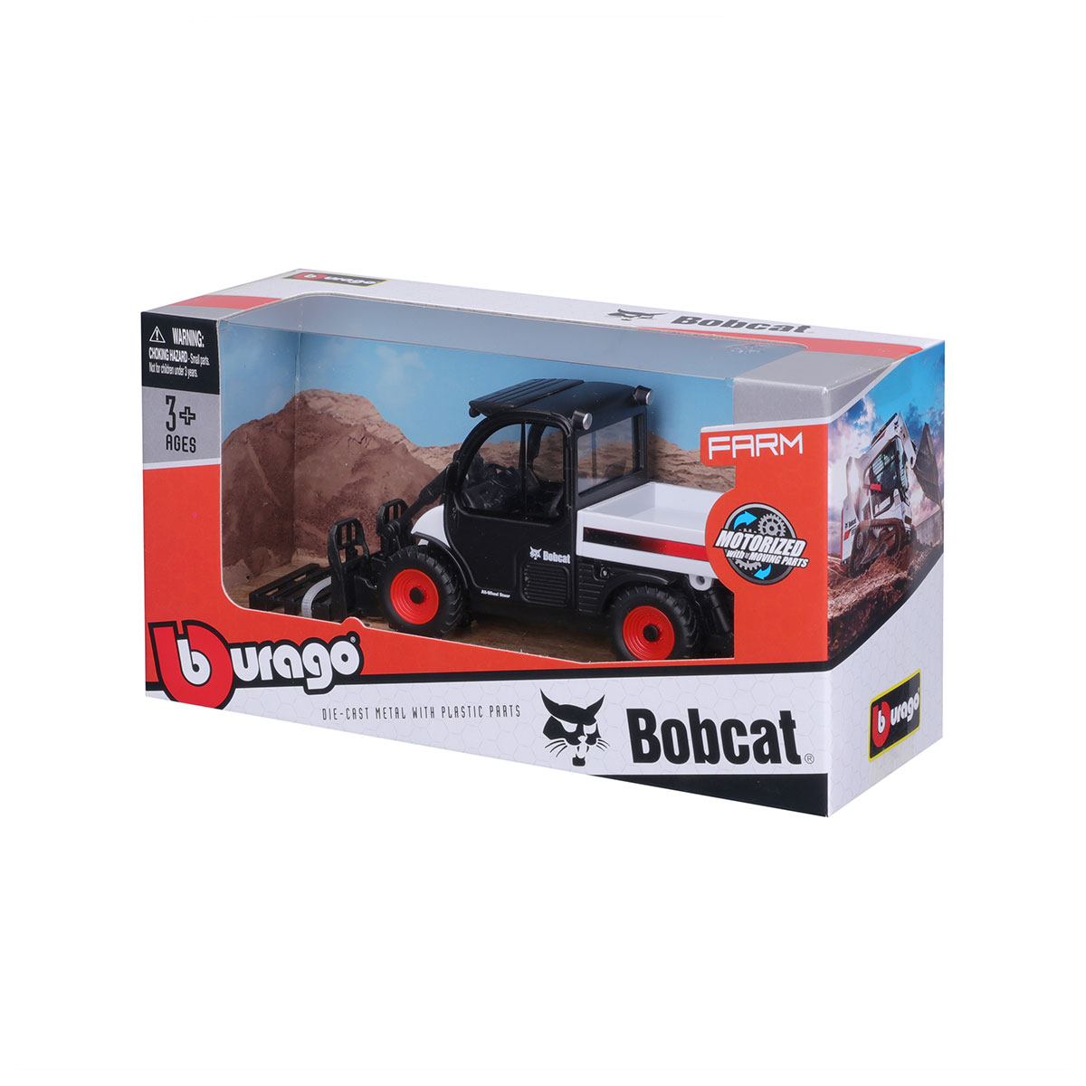 Навантажувач іграшковий Bburago Bobcat Toolcat 5600 10 см червоно-чорний — превʼю 4
