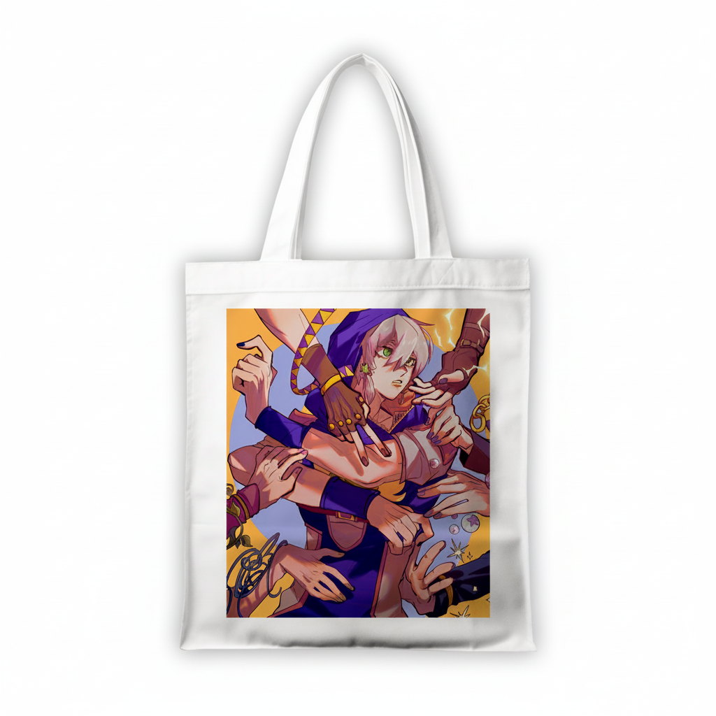 Сумка-шопер Неймовірні пригоди ДжоДжо JoJo s Bizarre Adventure Джодіо Джостар 39x35 см біла з габардину 6659