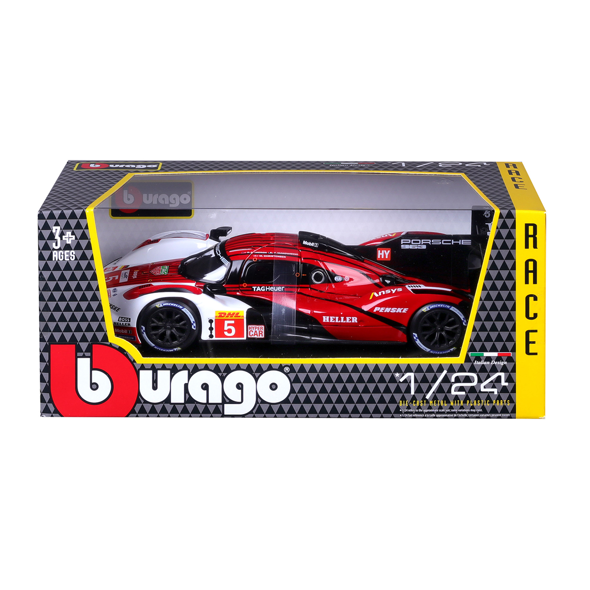 Автомодель Porsche 963 Bburago 1:24 металева Біло-червона — превʼю 10