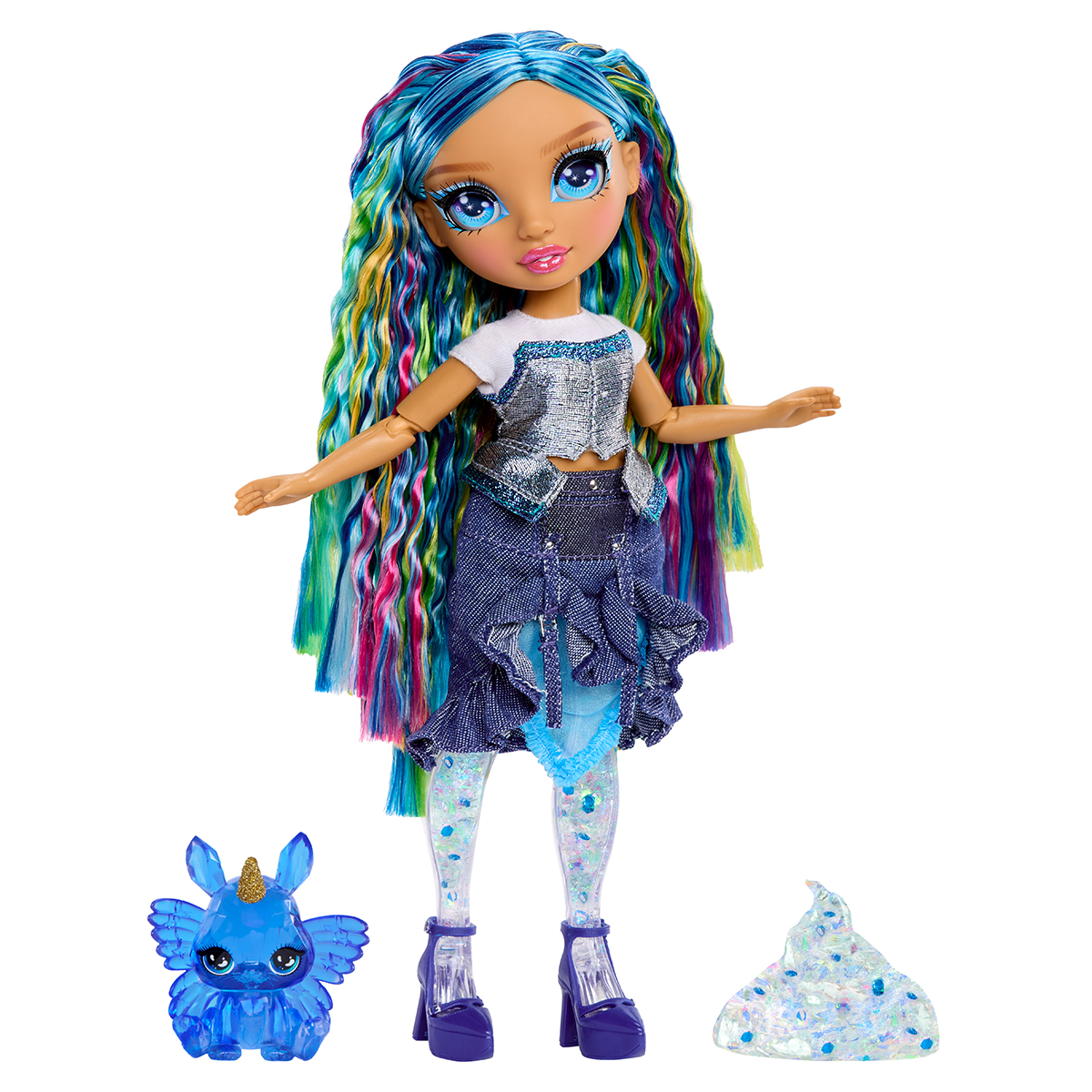 Ігровий набір з лялькою Rainbow High серії Rainbow Shimmers Скайлер Блакитний — превʼю 3