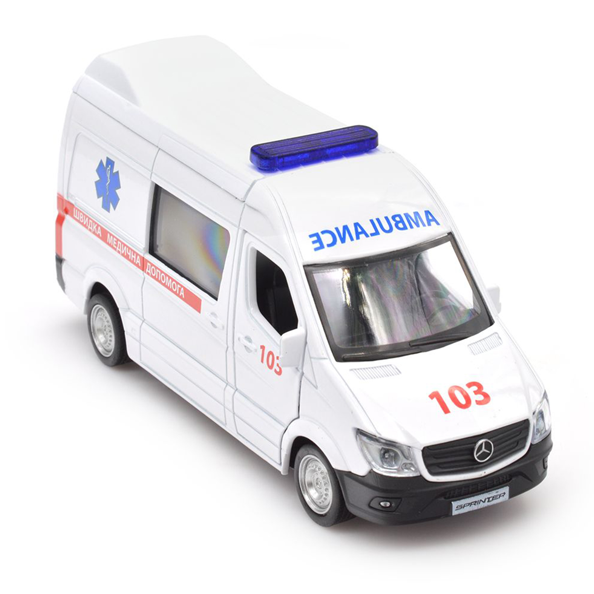 Автомодель TechnoDrive Mercedes-Benz Sprinter Швидка допомога 1:32 металева — превʼю 8