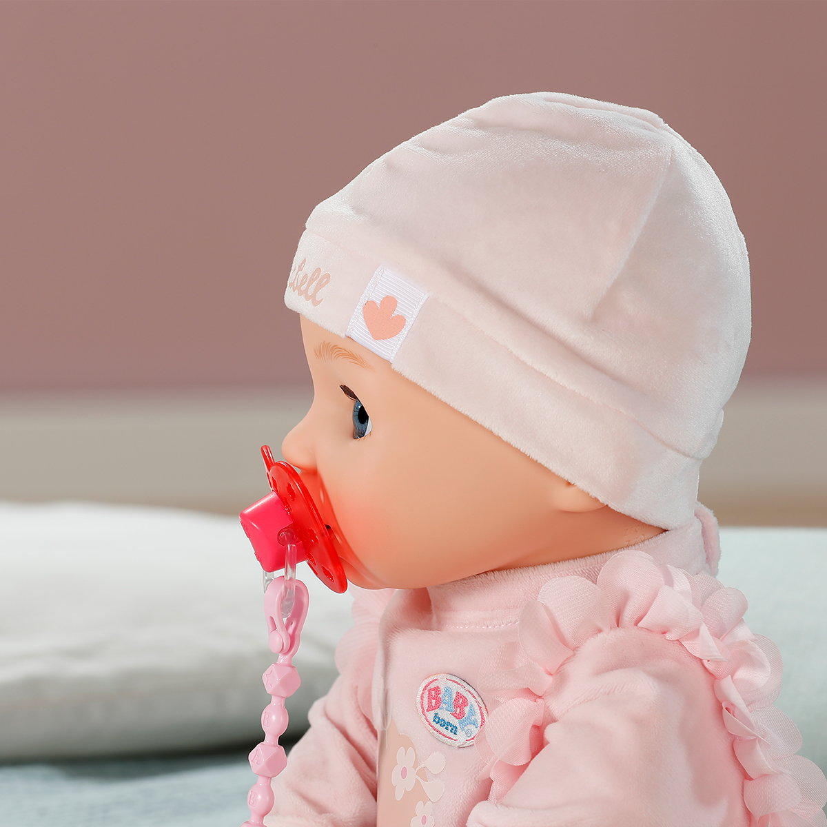 Пустушка для ляльки Baby Born з кліпсою та ланцюжком Рожева — превʼю 4