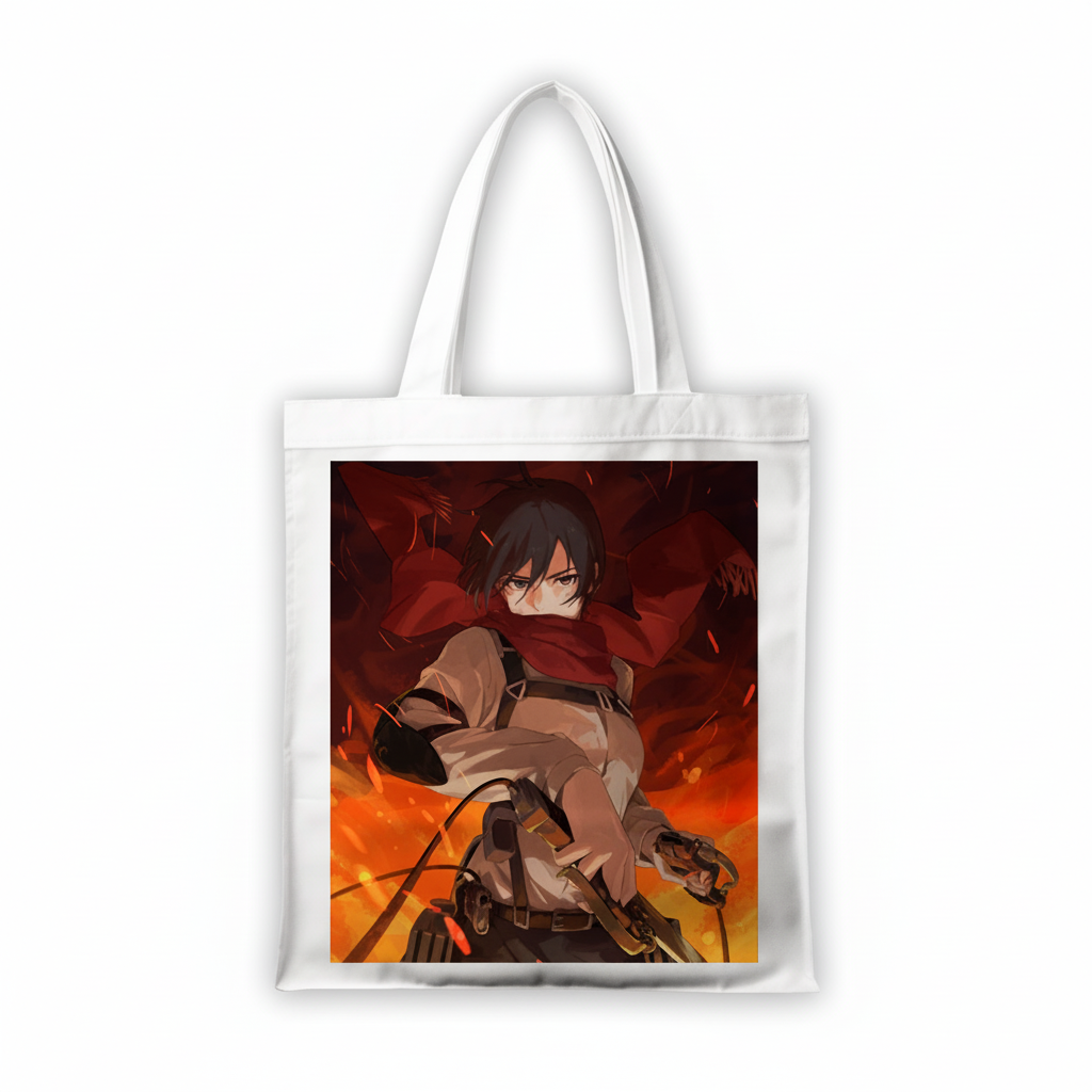 Сумка-шопер Атака титанів Attack on Titan Мікаса Акерман 39x35 см біла з льону 11407