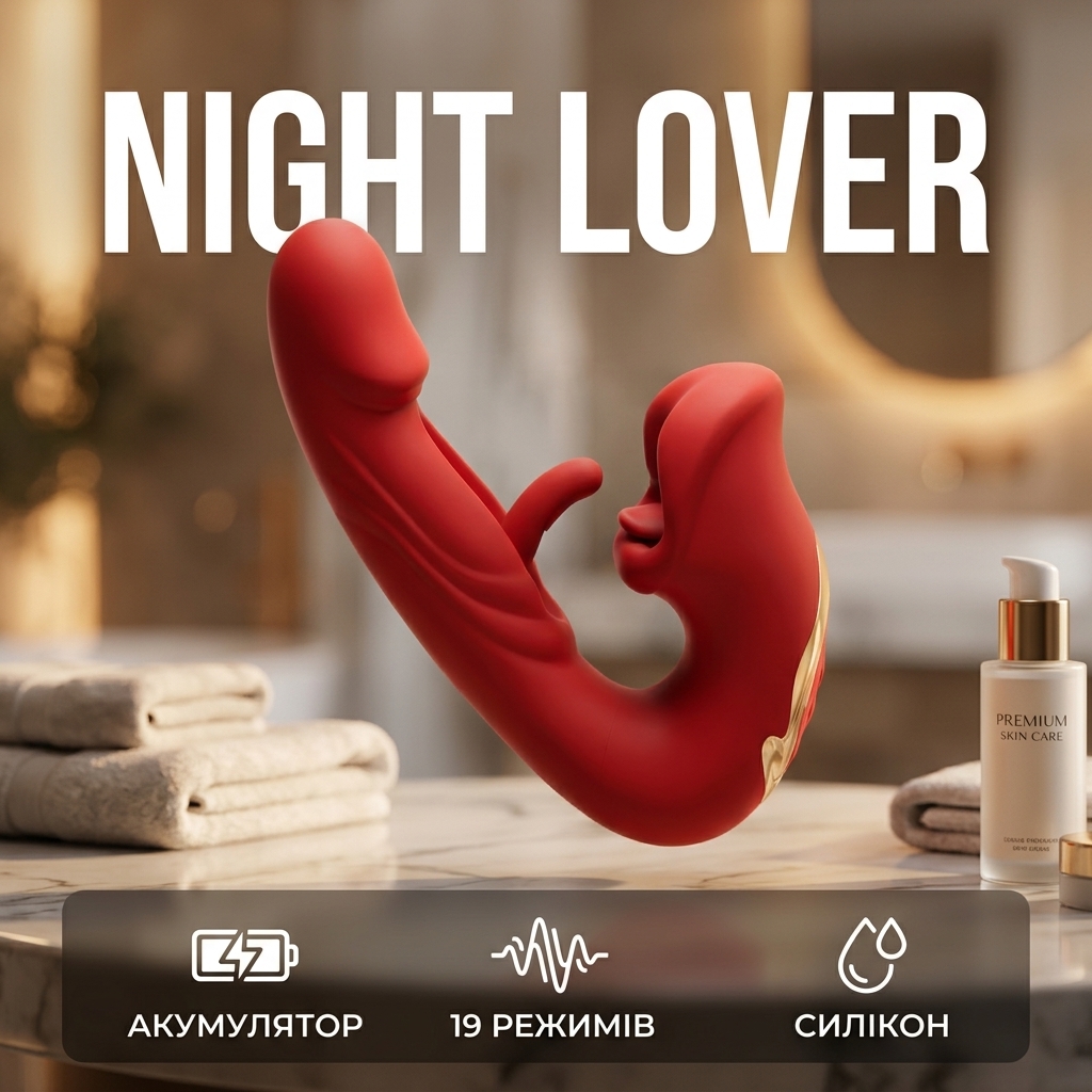 Вібратор кролик водонепроникний Pretty Love Night Lover 21 см силіконовий Червоний