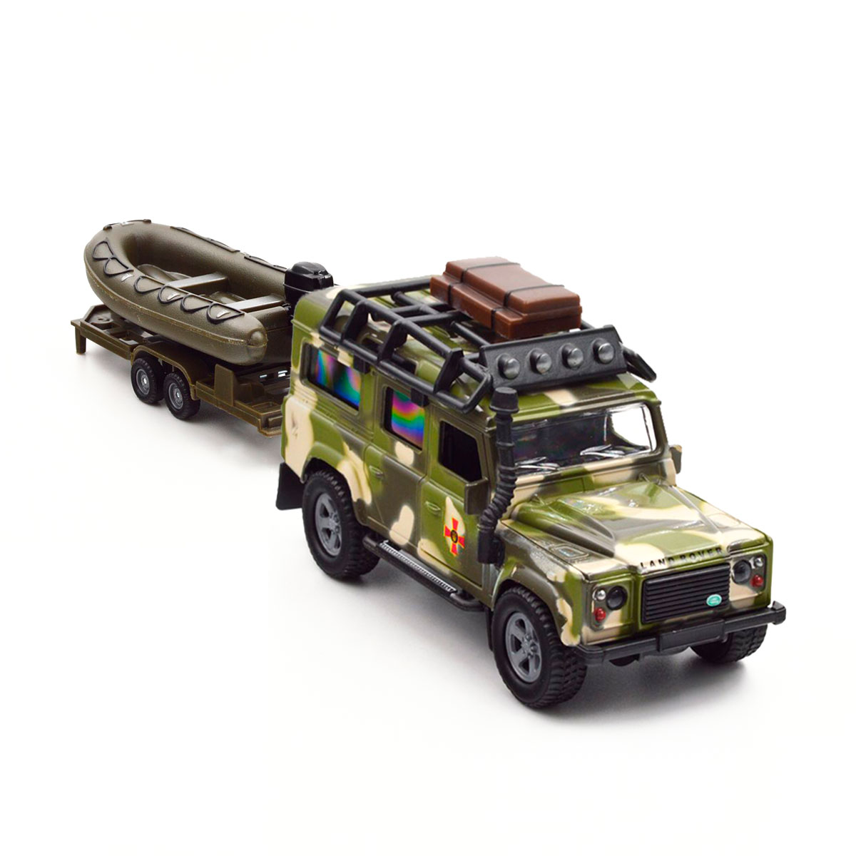 Ігровий набір військовий Land Rover Defender з човном TechnoDrive 27 см Зелений — превʼю 11