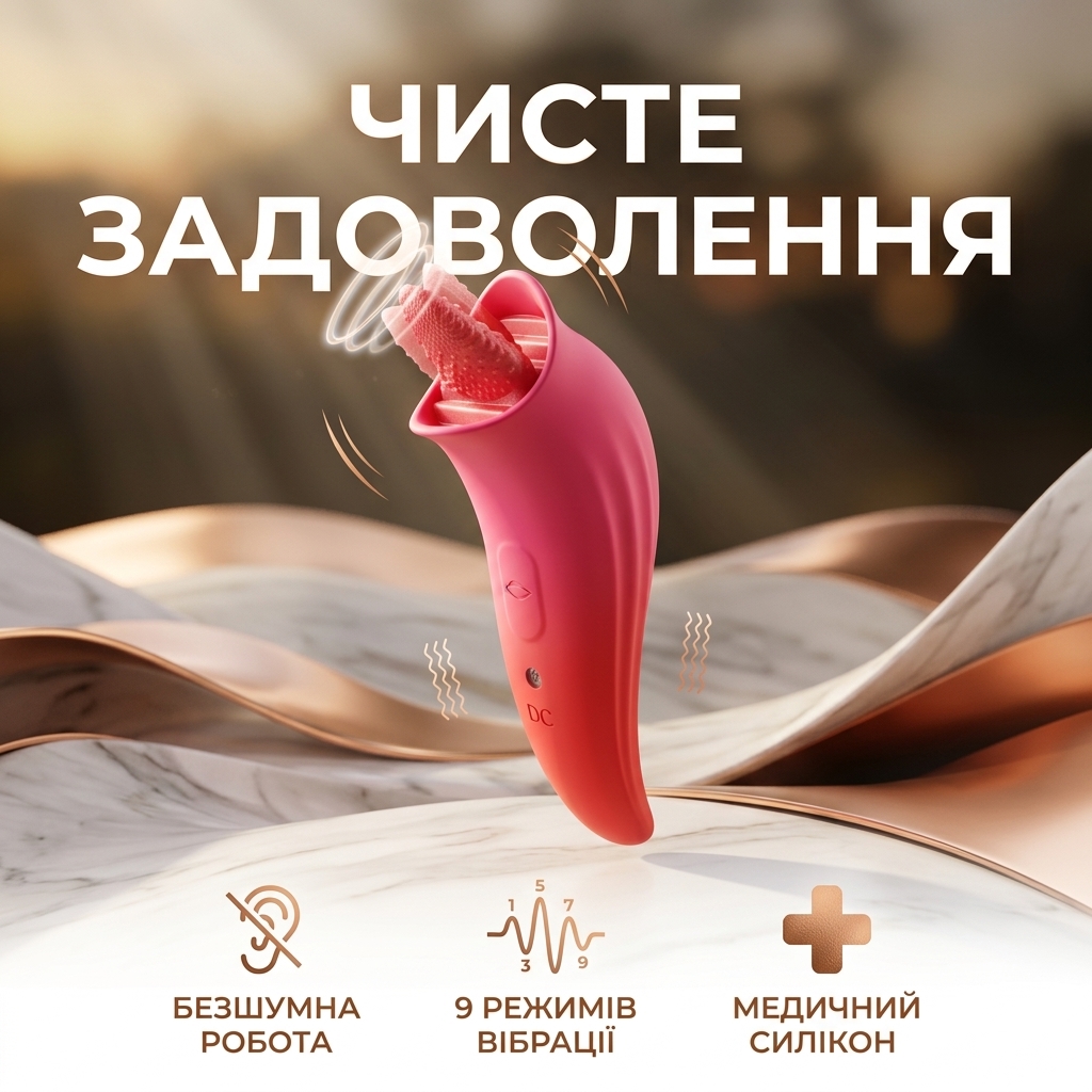 Кліторальний вібратор безшумний силіконовий для жінок 9.5x3.7 см Червоний