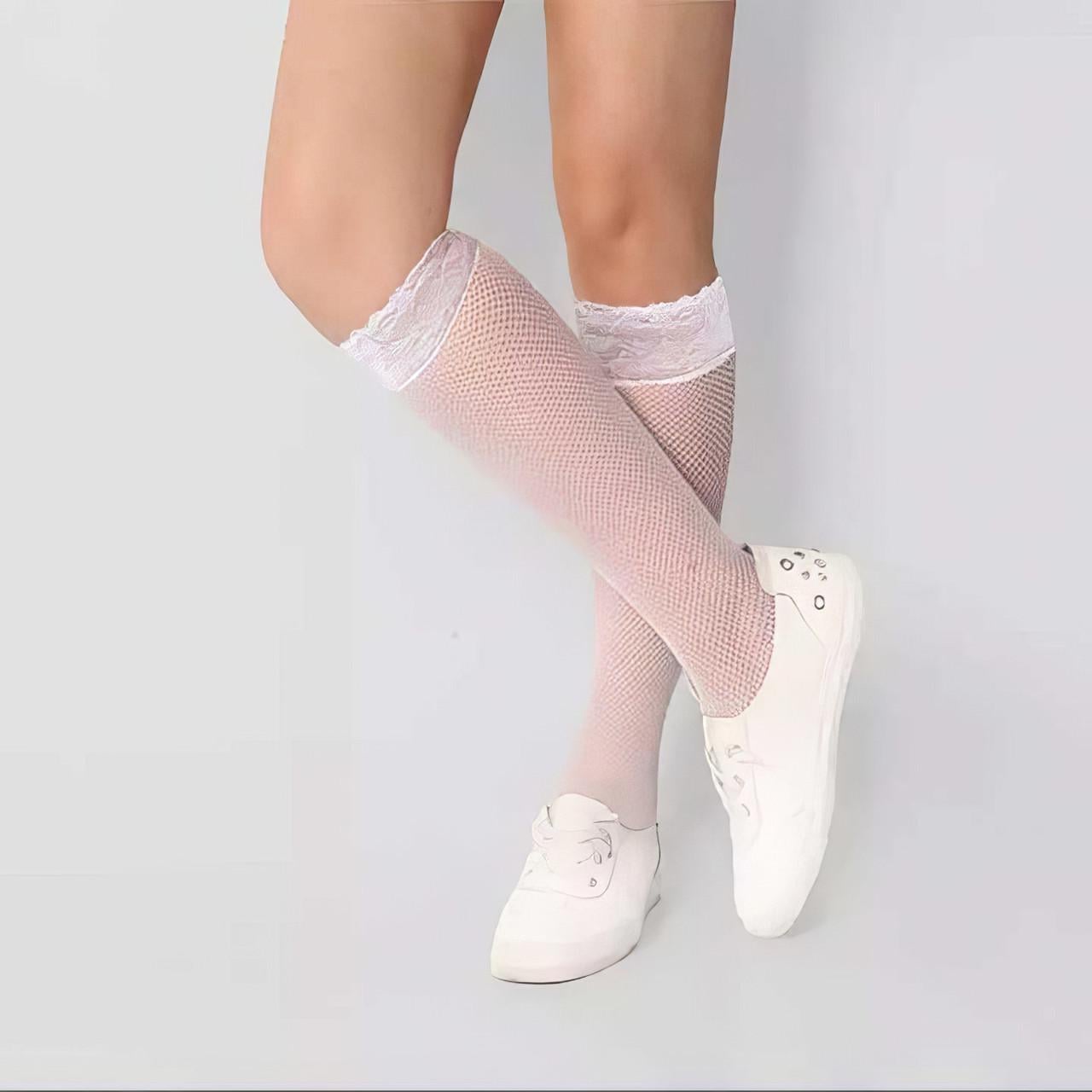 Довгі гольфи в сітку XS/S Білий