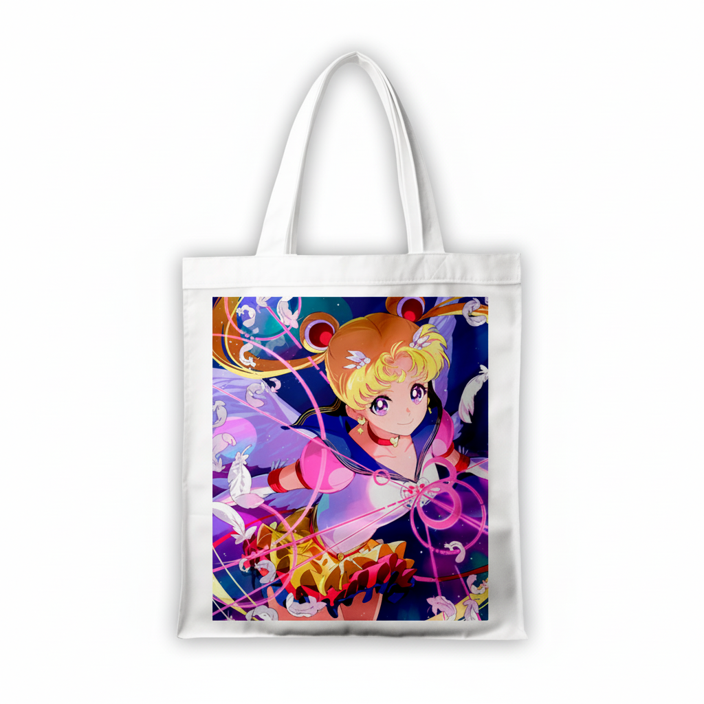 Сумка-шопер Сейлор Мун Sailor Moon 39x35 см біла з габардину 6731