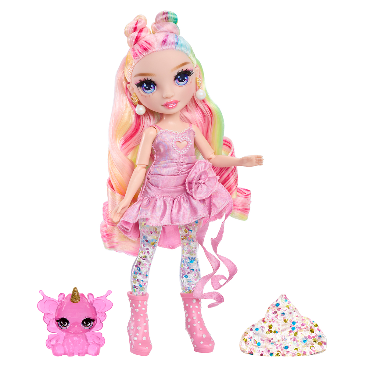 Ігровий набір з лялькою Rainbow High серії Rainbow Shimmers Белла рожева — превʼю 3
