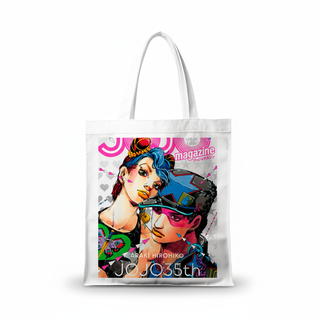 Сумка-шопер Неймовірні пригоди ДжоДжо JoJo s Bizarre Adventure 39x35 см біла з льону 11866