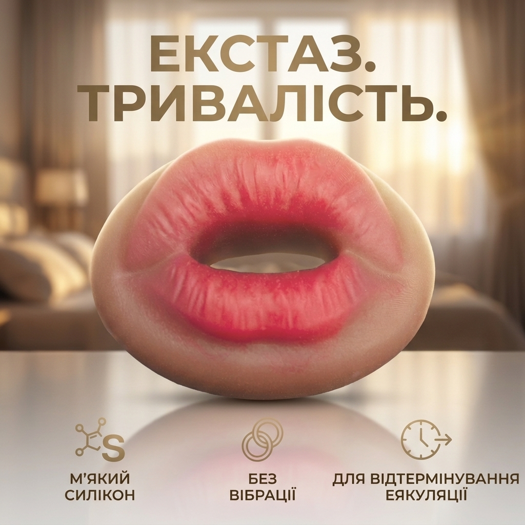 Ерекційне кільце з вібрацією силіконове для подовження члена Бежевий