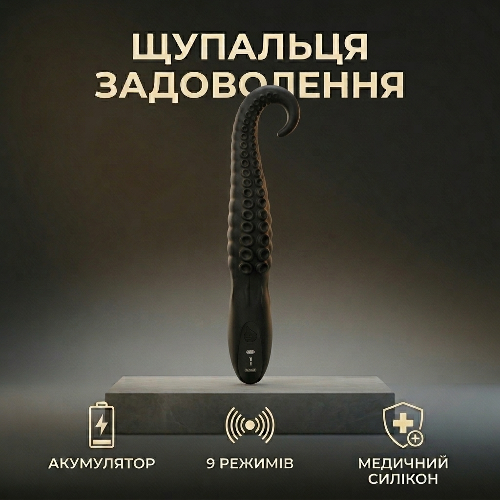 Вібратор анально-вагінальний щупальця Yunman 24 см силіконовий Чорний Унісекс