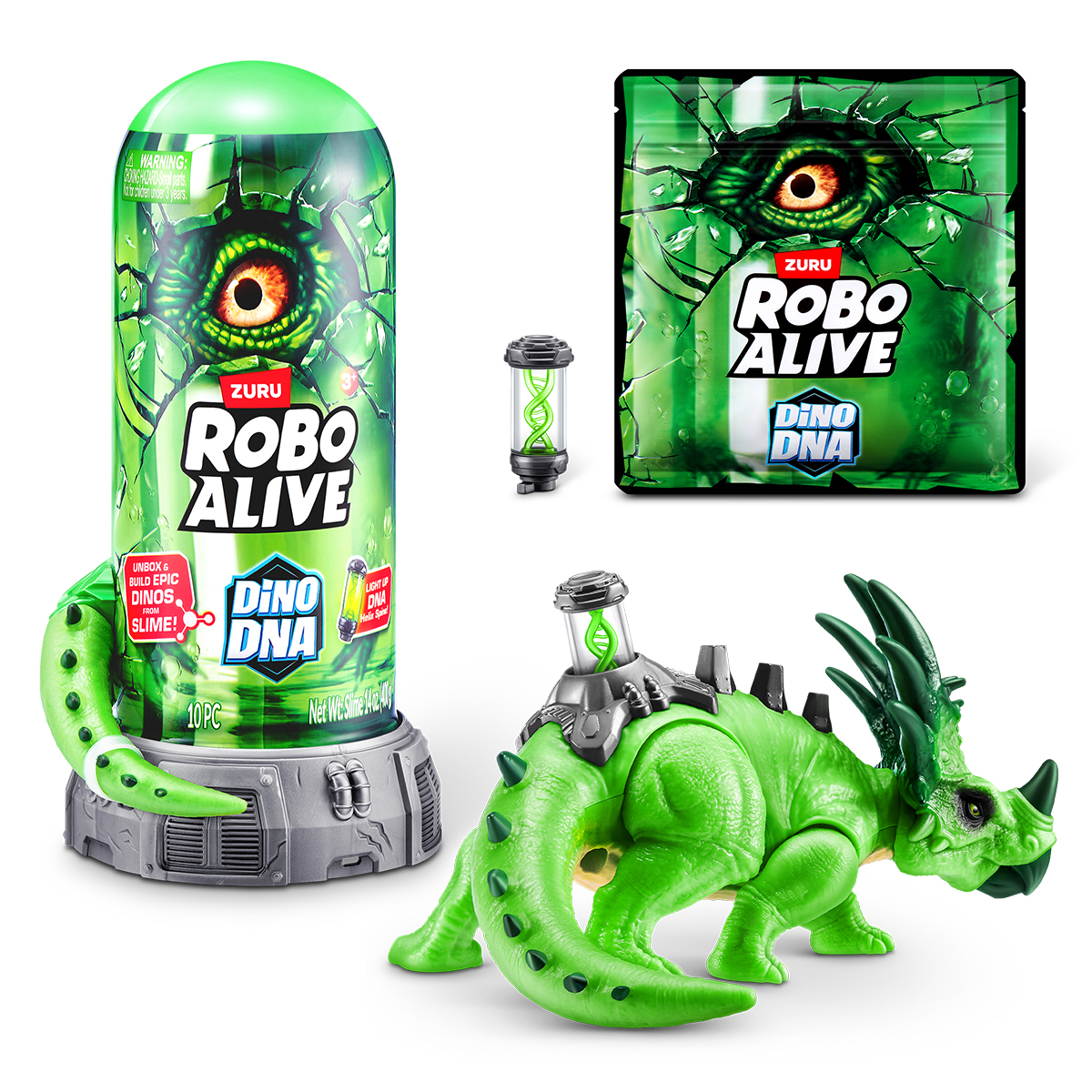 Інтерактивний ігровий набір динозавр Robo Alive ДНК Стиракозавра зі слаймом
