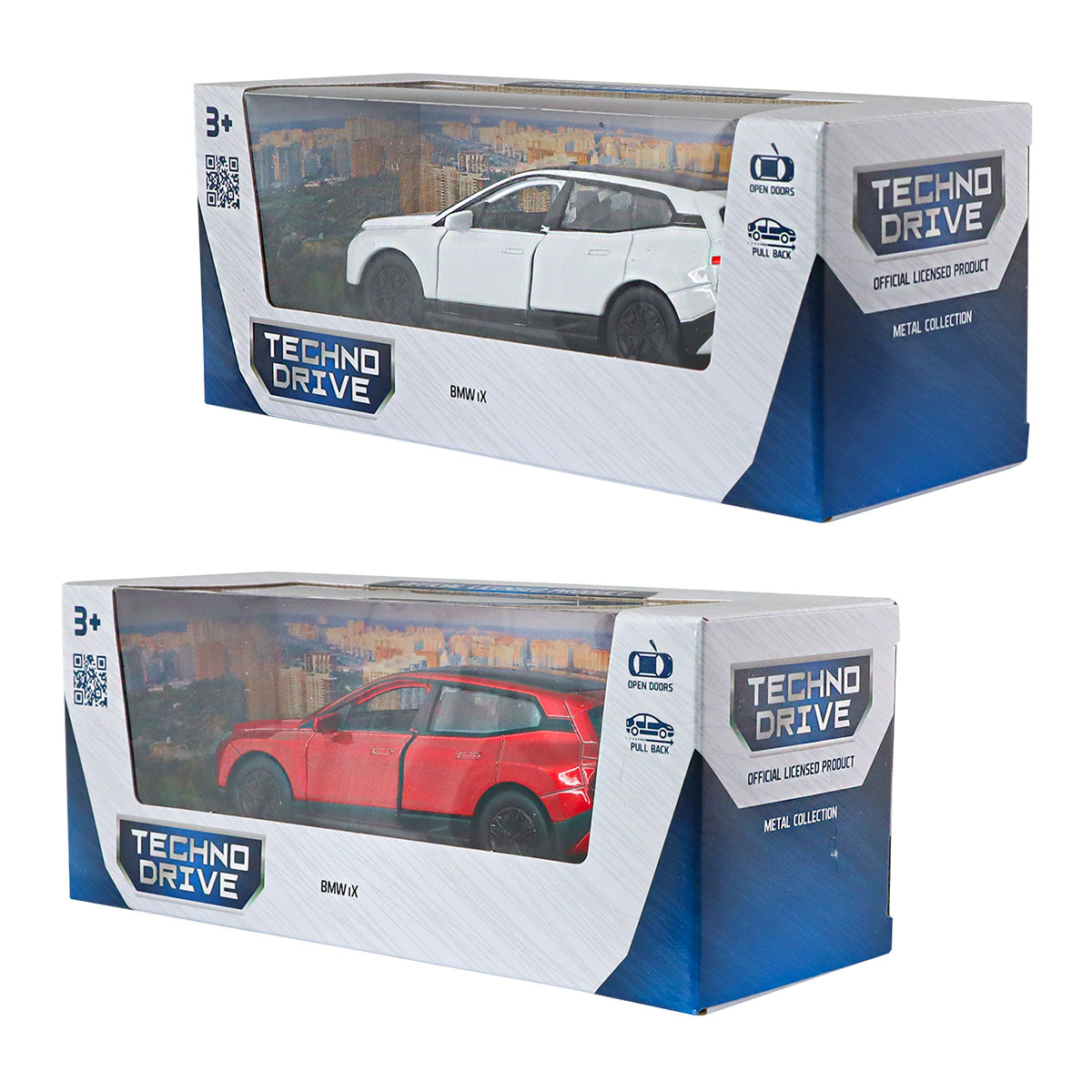 Автомодель BMW iX Techno Drive 1:43 металева з механізмом pull-back Червона — превʼю 4