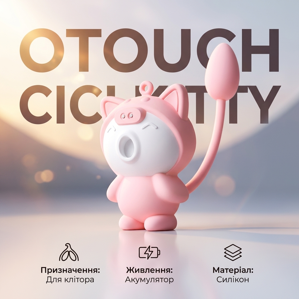 Вакуумний силіконовий вібратор для стимуляції Otouch Cici Kitty 8 см Рожевий