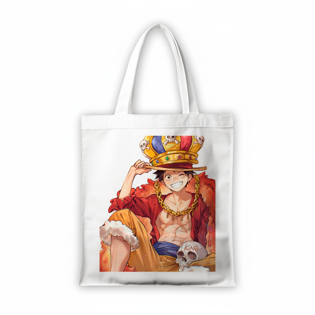 Сумка-шопер Ван Піс One Piece Монкі Д. Луффі 39x35 см біла з габардину 6653