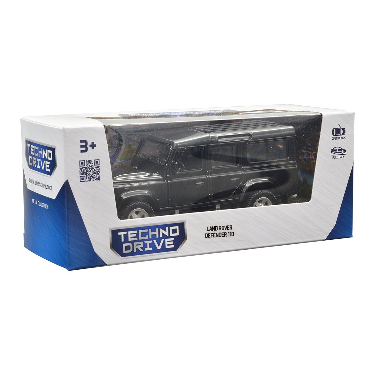 Автомодель Techno Drive Land Rover Defender 110 металева 1:32 Чорна — превʼю 2