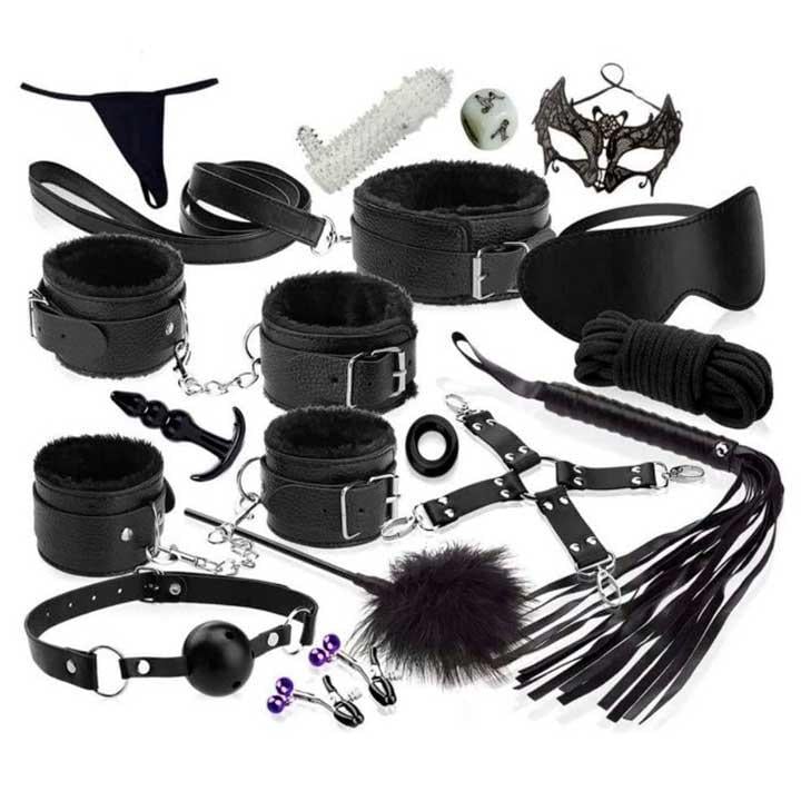 Комплект для бондажу з 16 предметів BDSM Чорний
