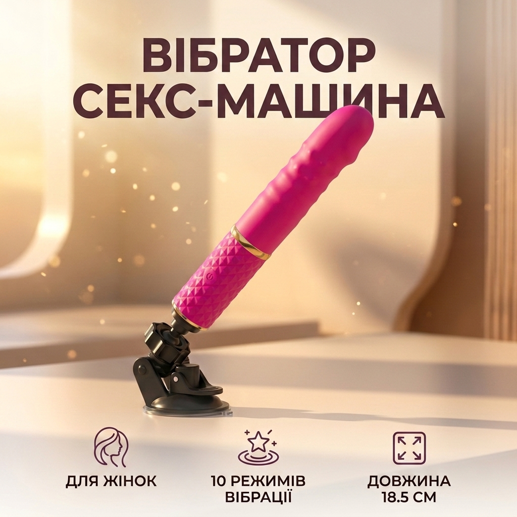 Вібратор секс-машина з поступальними рухами 10 режимів для жінок 18,5 см Фуксія