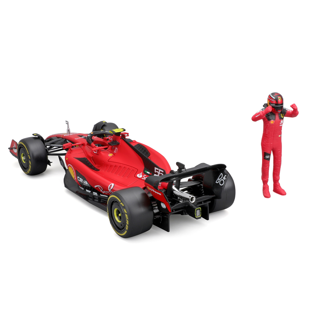 Автомодель Bburago Ferrari SF-23 з фігуркою гонщика 1:24 Червона — превʼю 10