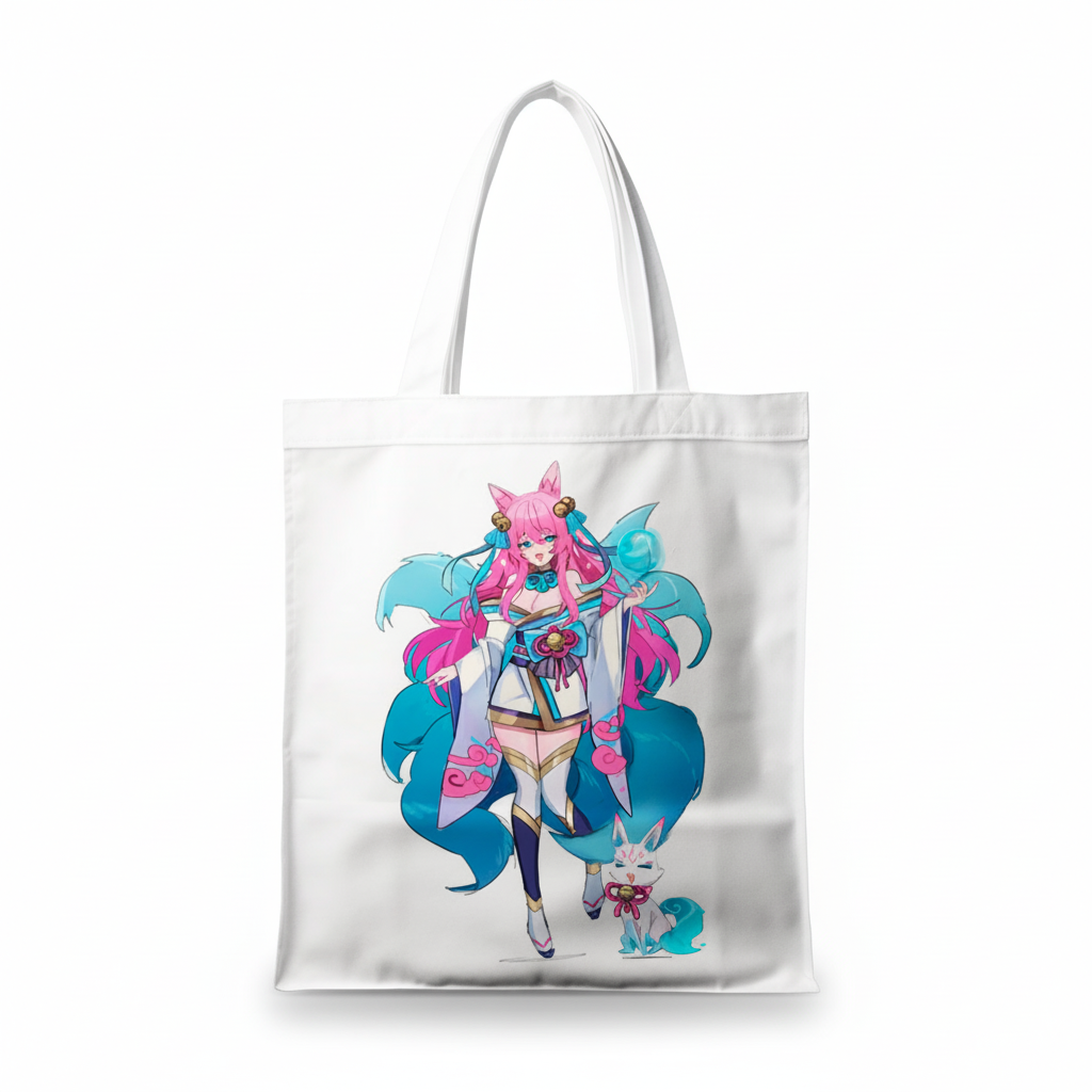 Сумка-шопер Ліга Легенд (League of Legends) - Арі біла з габардину (11720) — превʼю 2