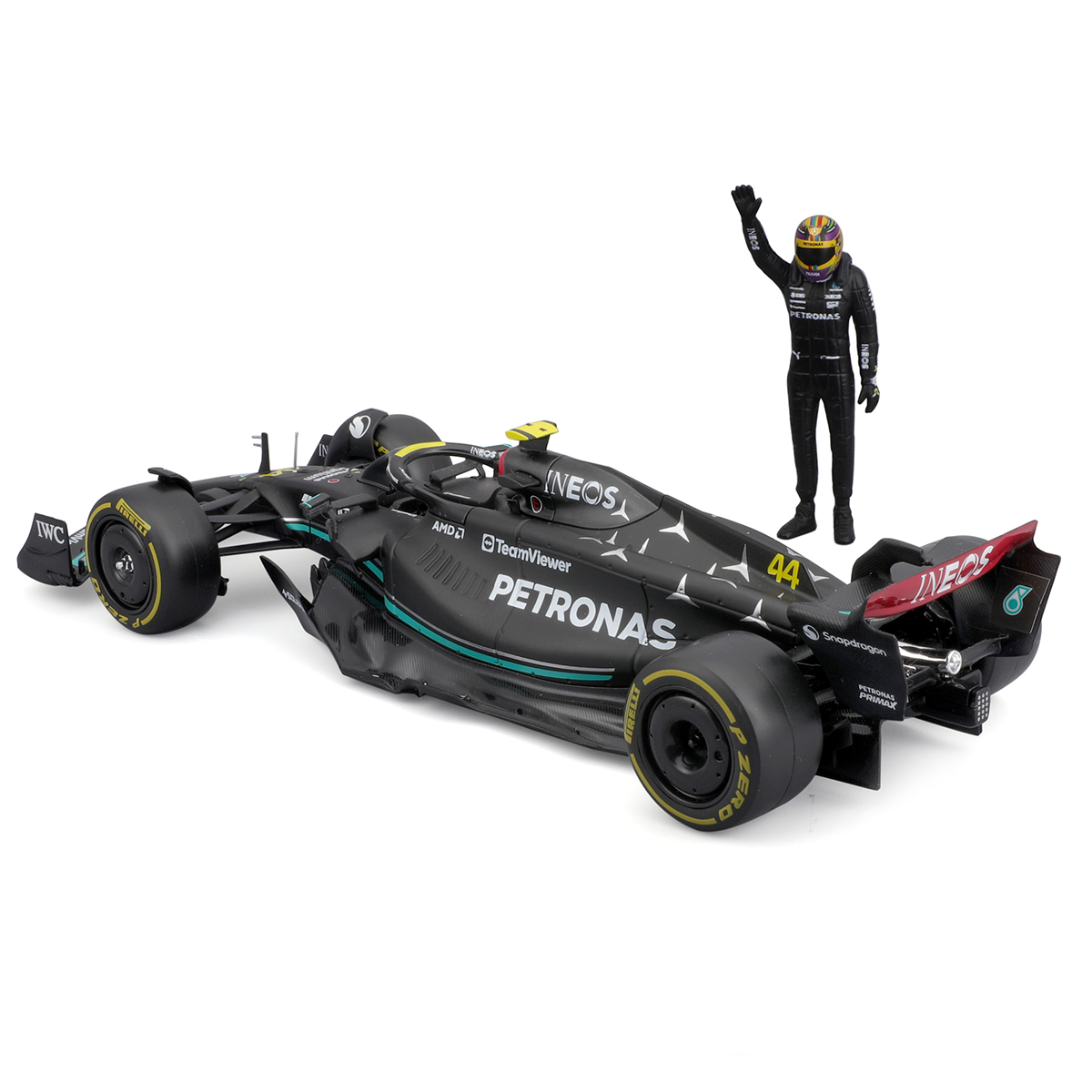 Автомодель Bburago Mercedes-AMG F1 W14 E Performance 1:24 з фігуркою Чорна — превʼю 6