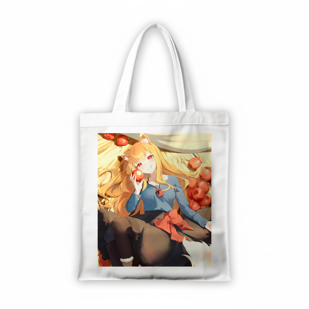 Сумка-шопер Вовчиця та прянощі Ookami to Koushinryou Холо 39x35 см біла з льону 6518