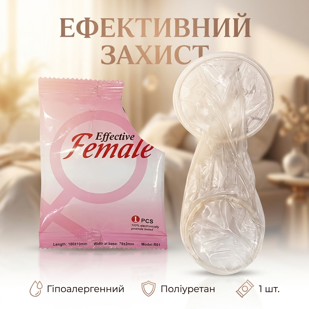 Презерватив гіпоалергенний жіночий Effective Female поліуретановий 1 шт