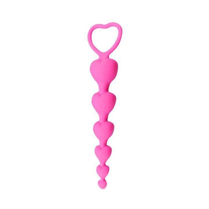 Силіконове анальне фігурне намисто HeartBeads 14,5 см діаметр 1,5 / 1,9 / 2,3 / 2,7 / 3,1 см рожеве