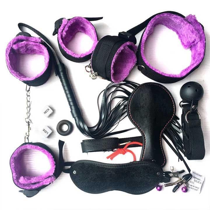 Комплект для BDSM ігор на 10 предметів One Size фіолетовий