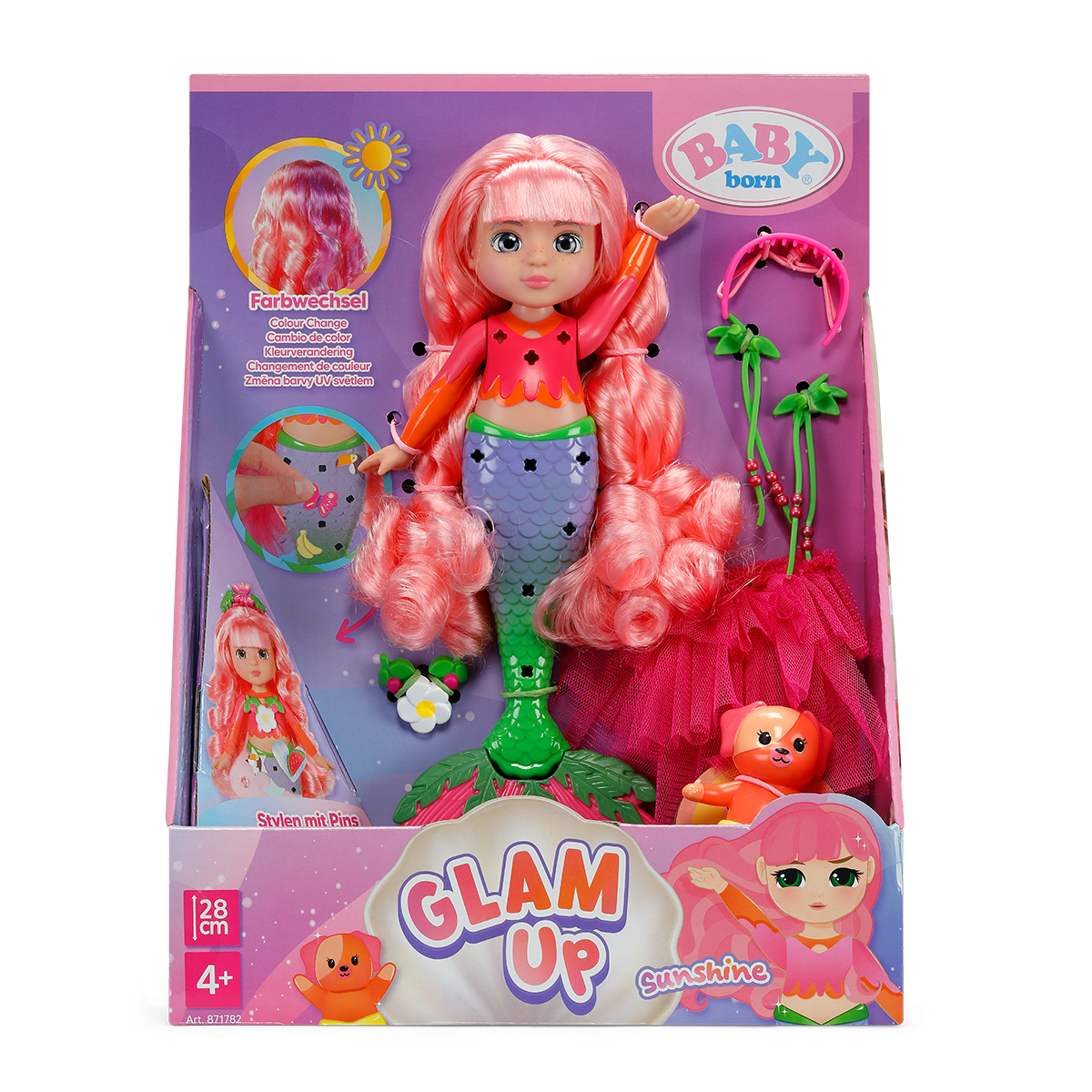 Лялька Baby Born серія Glam Up Русалонька Саншайн 28 см з аксесуарами — превʼю 4