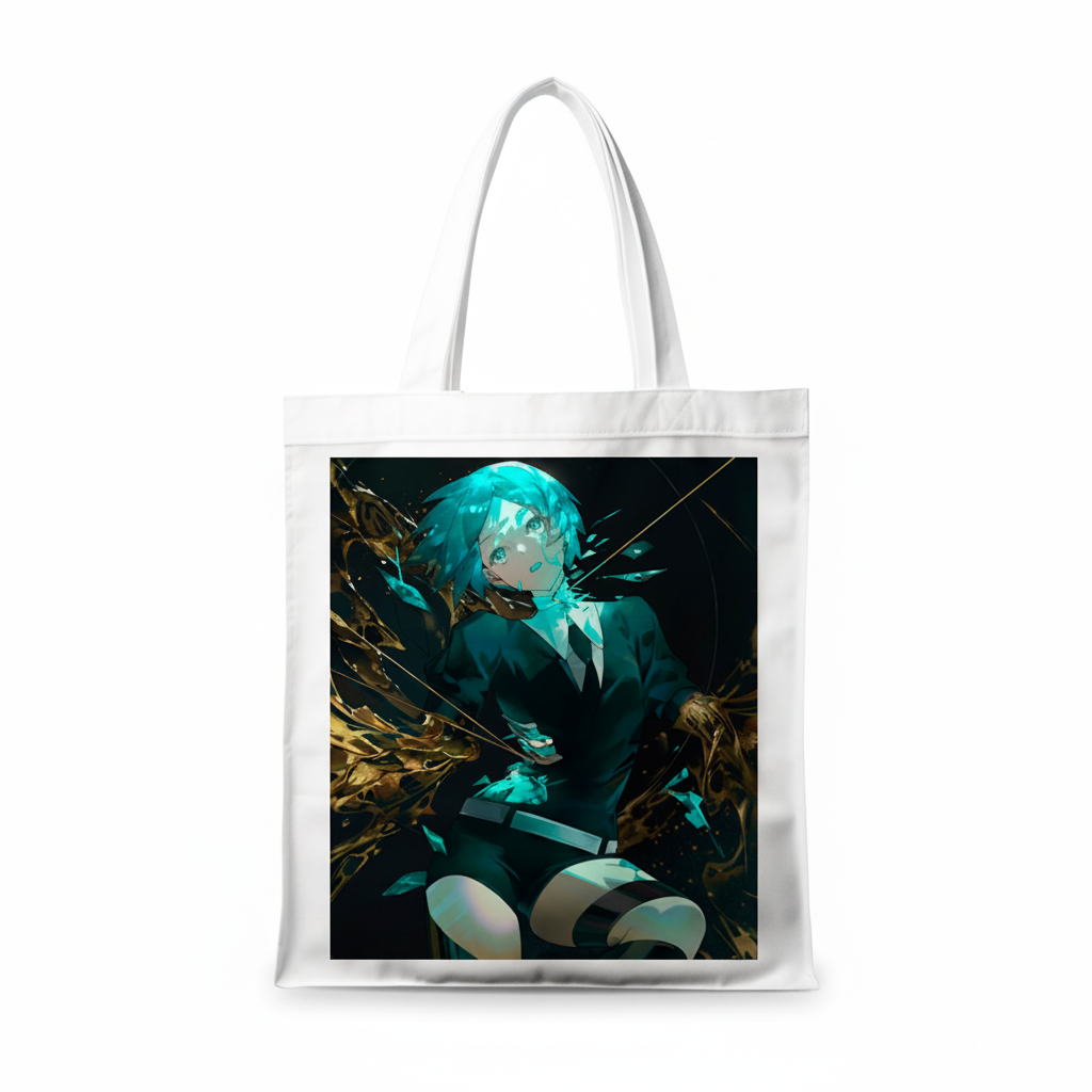 Сумка-шопер Країна Блискучих Land of the Lustrous Фосфофіліт 39x35 см біла з габардину 26778
