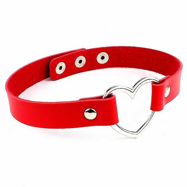 Чокер із серцем у стилі BDSM шкіряний One size