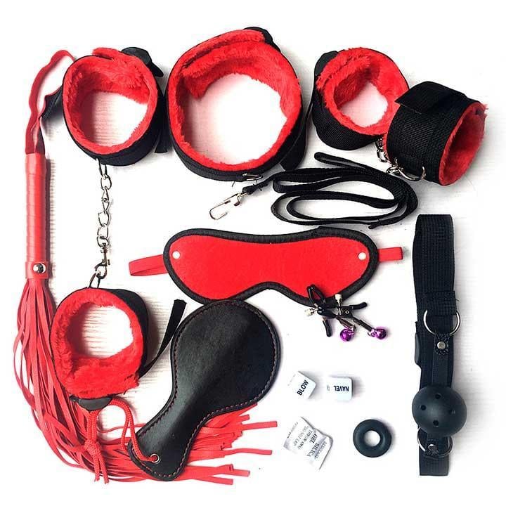Комплект для BDSM ігор на 10 предметів One Size червоний