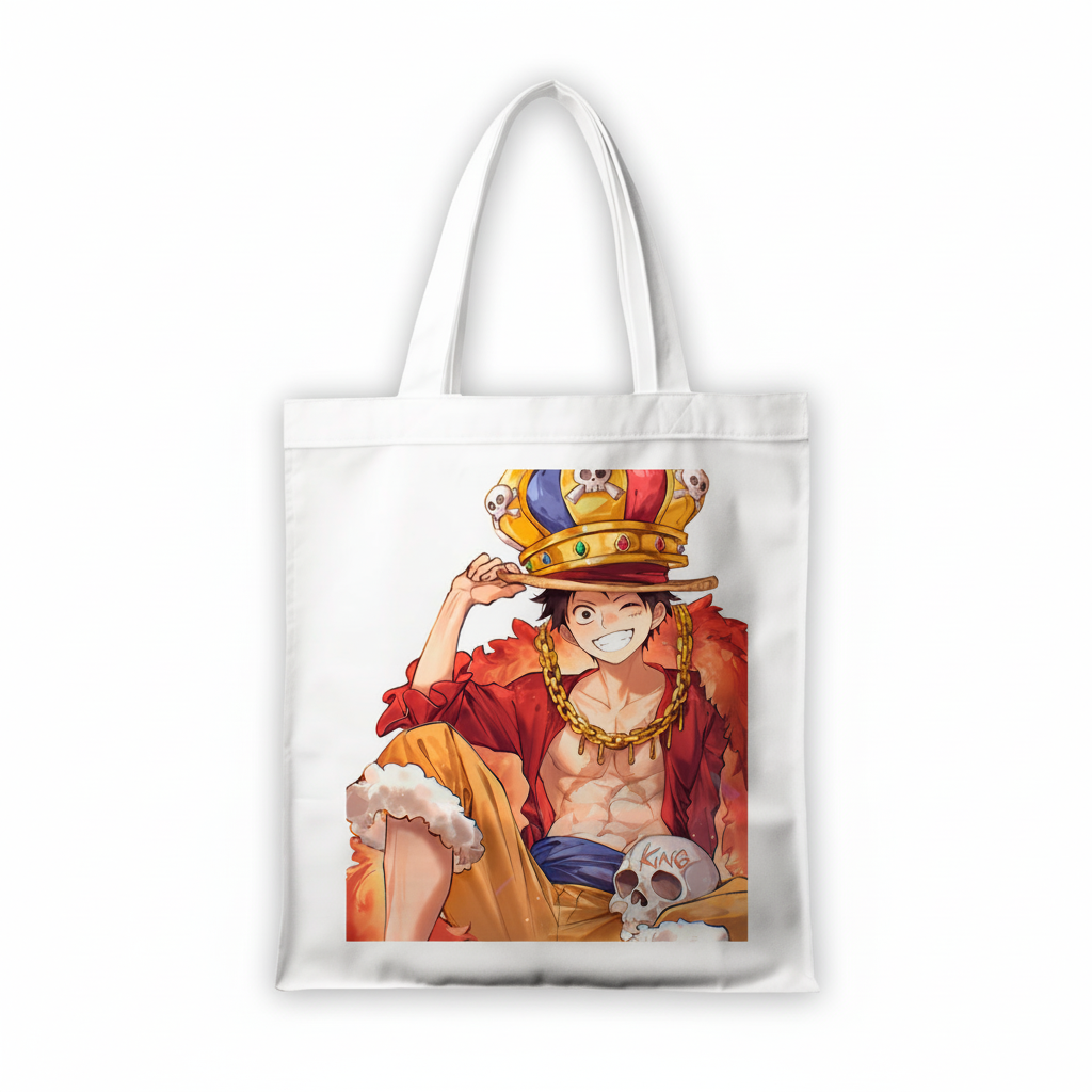 Сумка-шопер Ван Піс One Piece Монкі Д. Луффі 39x35 см біла з льону 6655