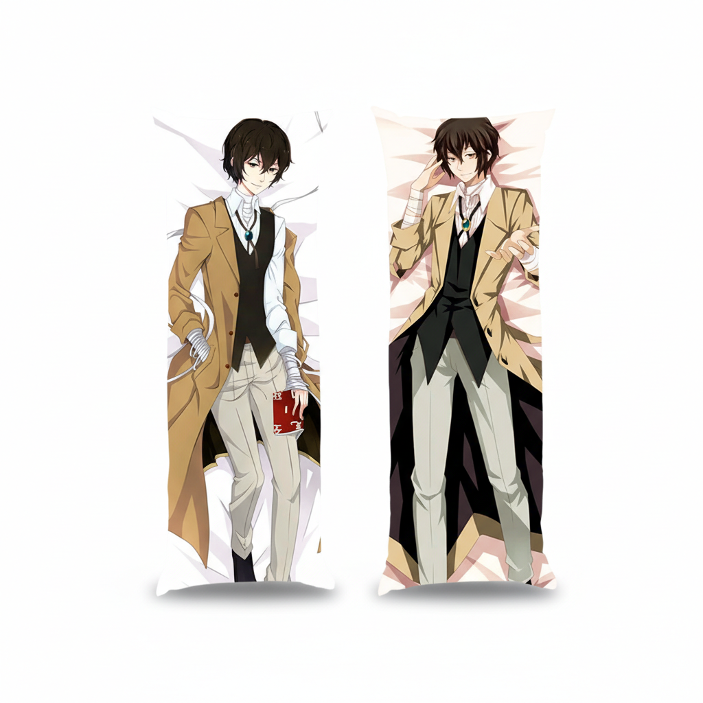 Подушка дакімакура Осаму Дадзай Osamu Dazai Бродячі пси літературні генії Bungou Stray Dogs 13х34 см — превʼю 2