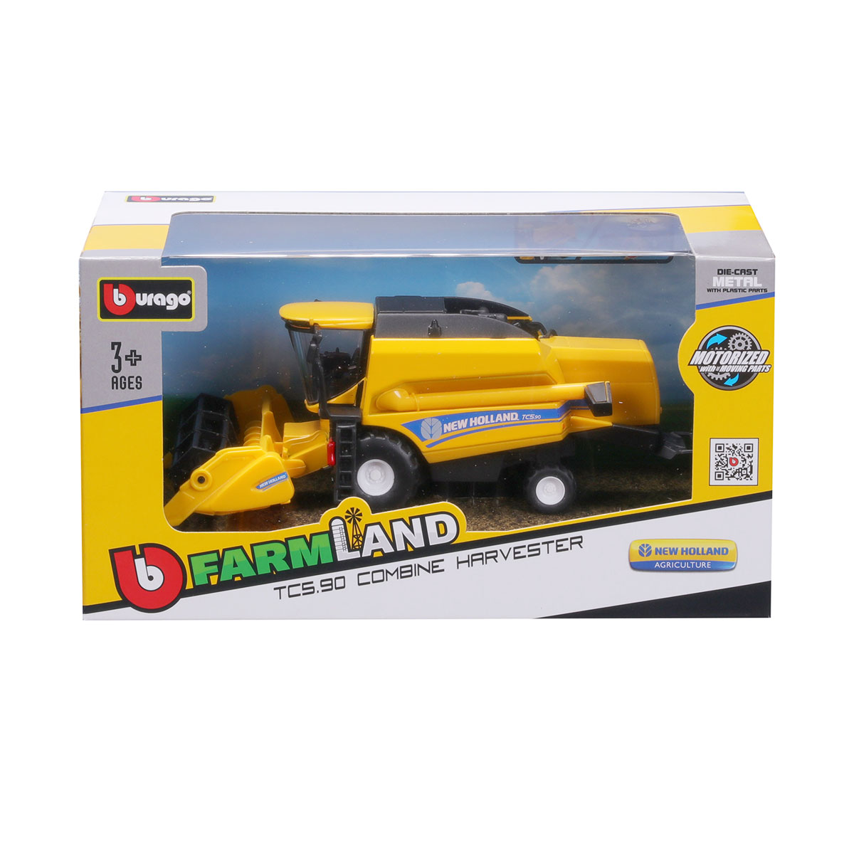 Зернозбиральний комбайн Bburago New Holland TC5.90 металевий 18 см Жовто-чорний — превʼю 7