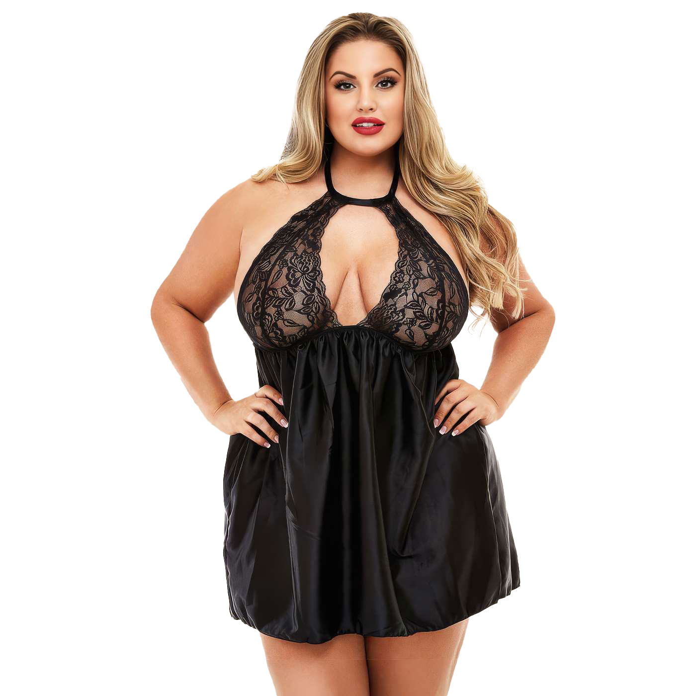 Чорний еротичний комплект великого розміру зі стрингами XL-XXL (50) Чорний
