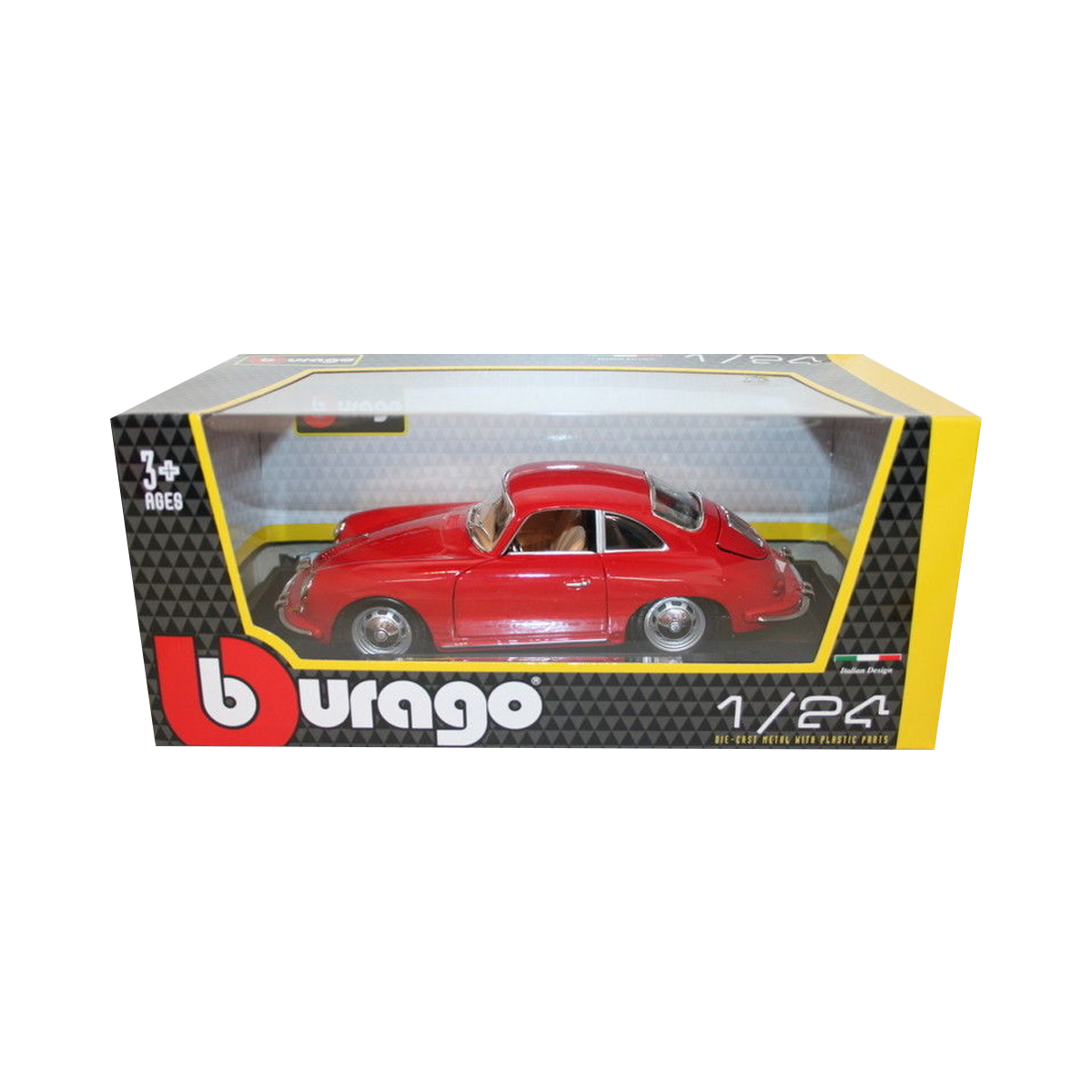 Автомодель Bburago Porsche 356B 1961 1:24 металева червона або слонова кістка — превʼю 2