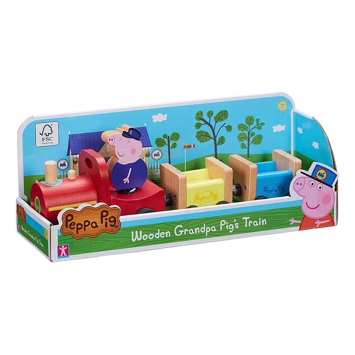Дерев'яний ігровий набір Паровозик дідуся Пеппи Peppa Pig 27,5x8x10 см Різнокольоровий — превʼю 5