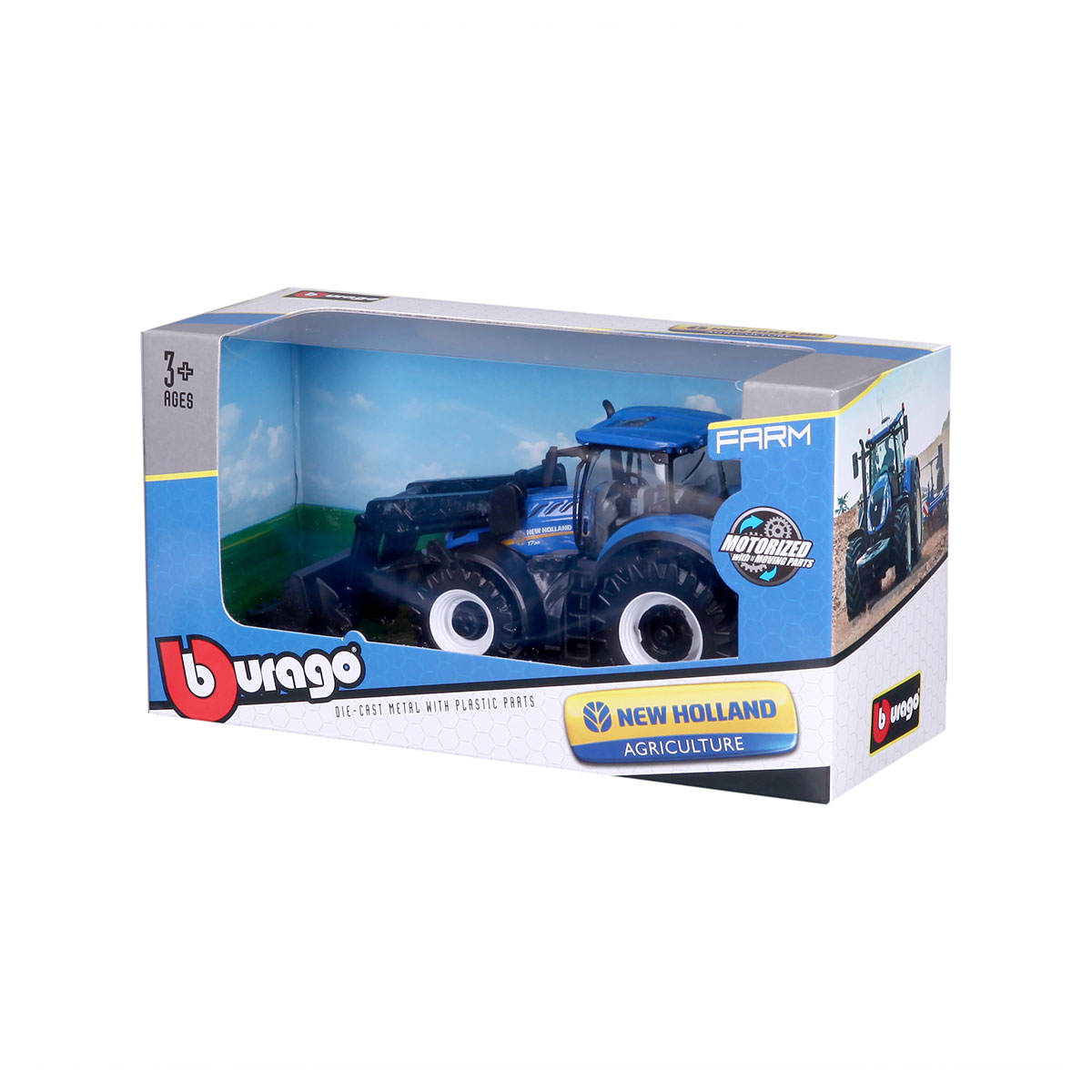 Трактор Bburago New Holland T7.315 з фронтальним навантажувачем 1:32 Синій — превʼю 5