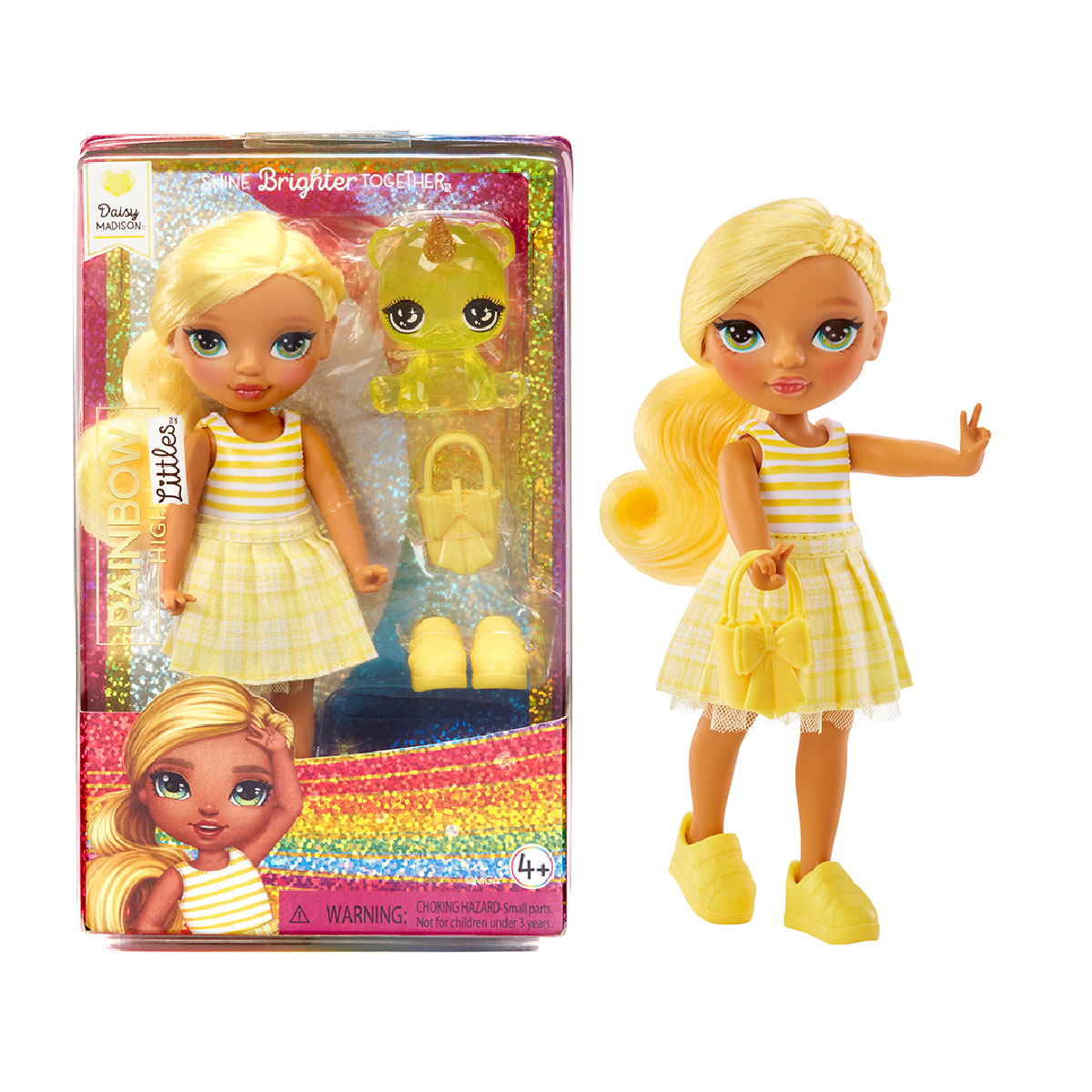 Ігровий набір лялька Rainbow High Littles Дейзі з улюбленцем Жовта 15 cm