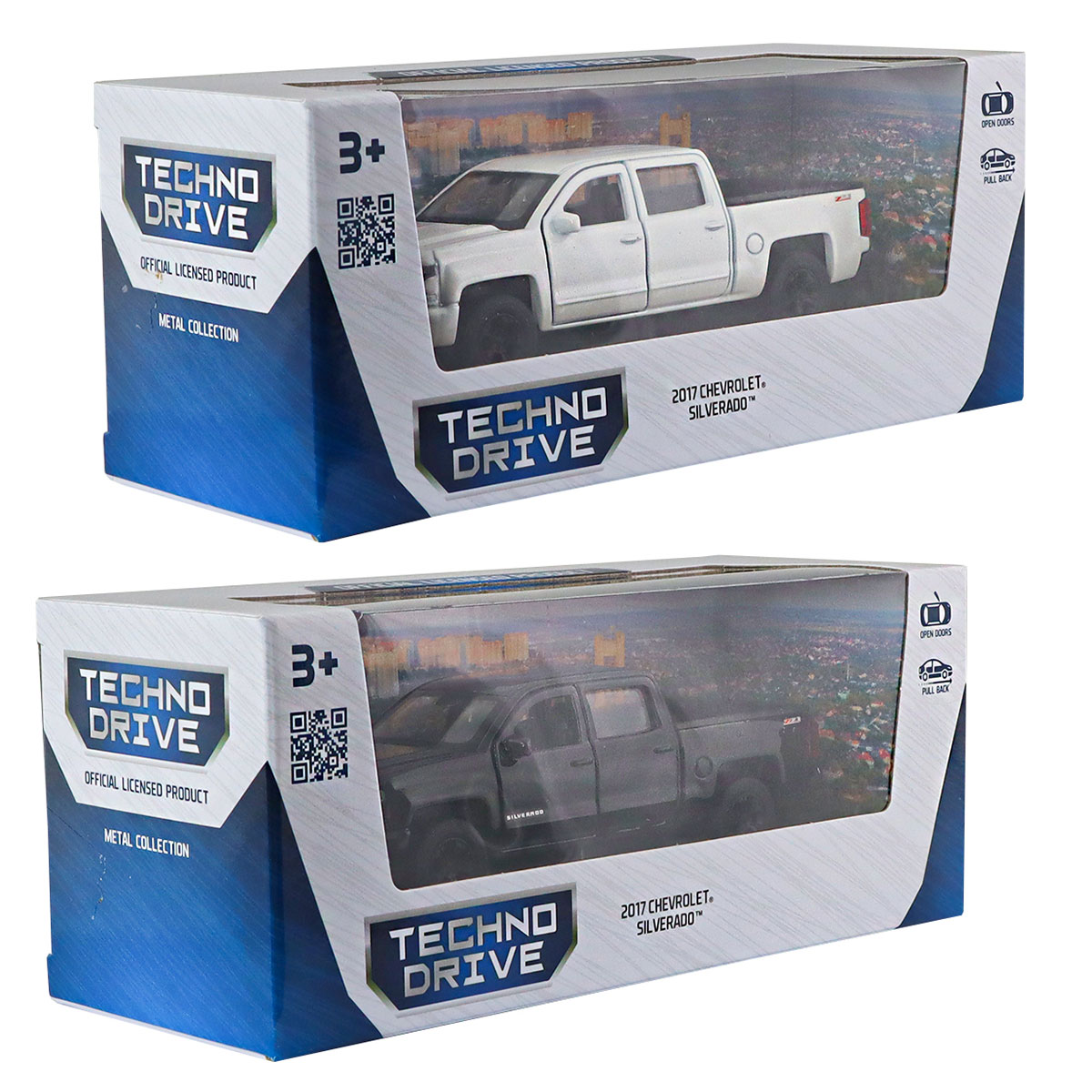 Автомодель Chevrolet Silverado 2017 Techno Drive 1:43 металева з pull-back механізмом Біла — превʼю 6