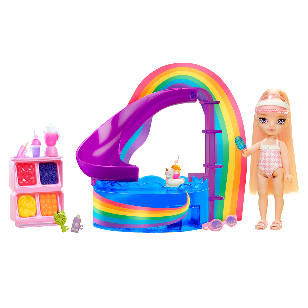 Ігровий набір Rainbow High Littles Веселкове свято в басейні з лялькою Блаш 15 см — превʼю 7