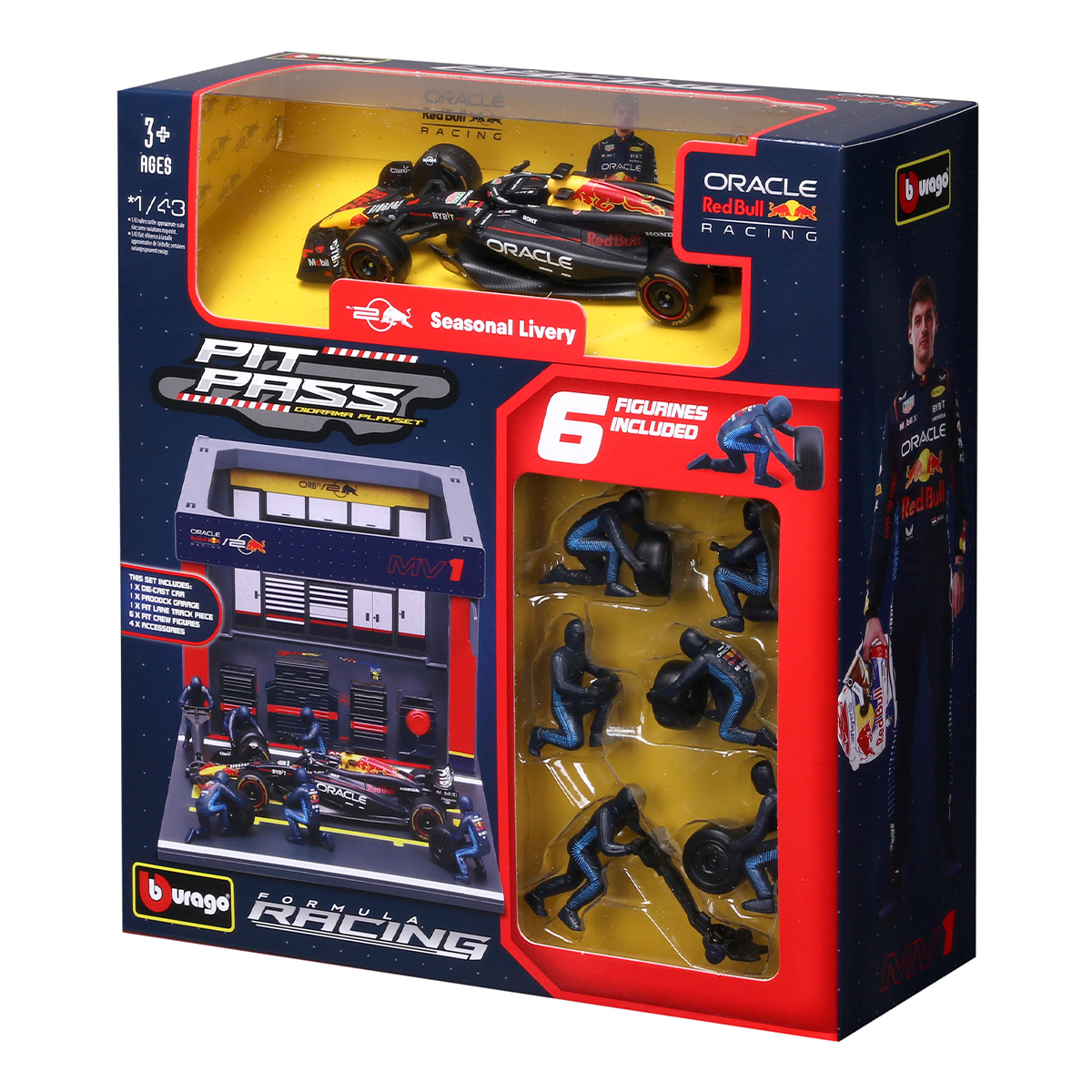 Ігровий набір Pit Pass Oracle Red Bull Racing RB20 Bburago 1:43 Металевий — превʼю 5