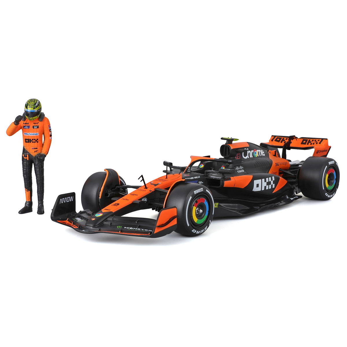 Автомодель Bburago McLaren MCL38 1:24 з фігуркою гонщика — превʼю 5