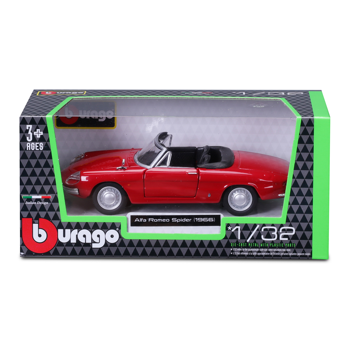 Автомодель Bburago Alfa Romeo Spider 1966 червона 1:32 — превʼю 7