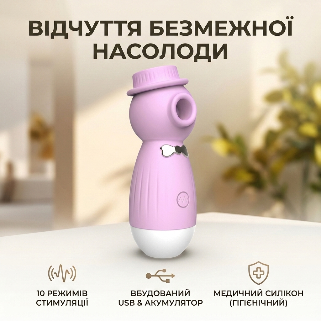 Кліторальний вакуумний вібратор для стимуляції Lilo Wo-sex USB Фіолетовий