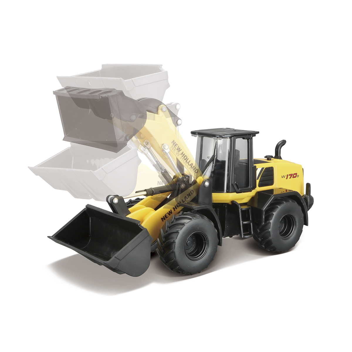 Автомодель Bburago Екскаватор New Holland W170D 1:50 Жовто-чорний — превʼю 2